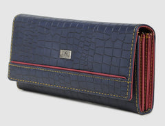 K London Stylish Card & Zipped Pocket Blue Color Clutch Women Wallet - 1515_Croco_Blue