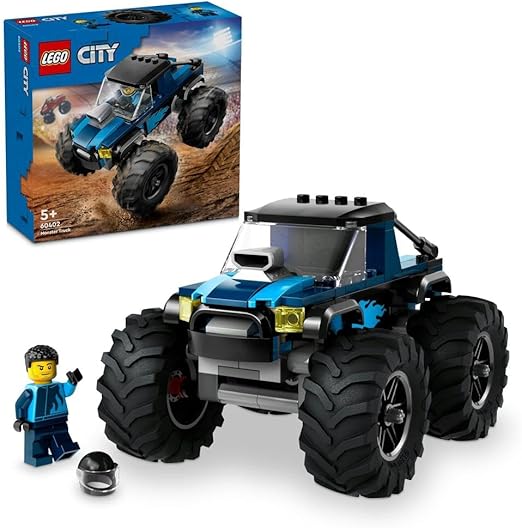 LEGO City Blue Monster Truck Toy for 5 Plus Year Old Boys & Girls, Vehicle Set with a Driver Minifigure, Creative Race Car Toys for Kids, Birthday Gift Idea 60402