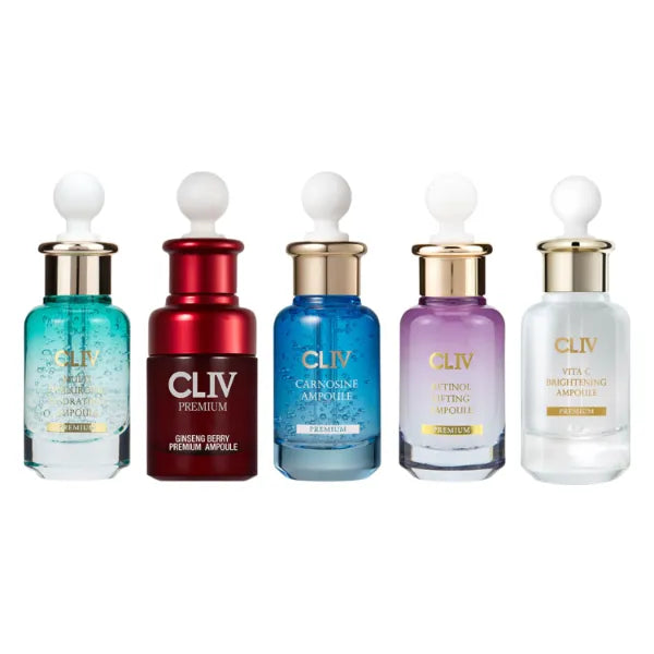 CLIV Ultimate Ampoule Serum Bundle | Multi Hyaluronic, Ginseng Berry, Carnosine, Retinol & Vita C | Hydration, Firming & Brightening Korean Skincare Set