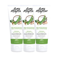 Curl Rhythm Deep Moisturizing Curl Conditioner for Curly Hair - Detangle, Soften & Frizz Free Shine with Shea Butter, Coconut & Aloe For Wavy, Kinky Coily Hair - Sulfate Free - 10 Fl Oz (3 Pack)