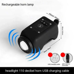 KASTWAVE Electric Bike Bell, Loud Bicycle Handlebar Alarm Bell, Electronic Horn Bell With Electric Night Cycling Flashlight Accessories, 110db Loud Alarm, USB Rechargeable Bicycle Speaker