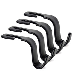 Sulfar Universal Vehicle Car Backseat Headrest Hanger Storage Organizer, Black Car Back Seat Headrest Hooks, Car Seat Accessory For Handbags, Purses, Coats, And Grocery Bags, Bottle Holder 4-Pack