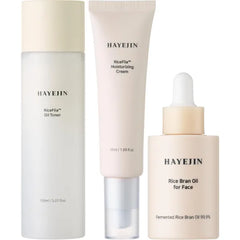 HAYEJIN RiceFila Oil Toner for face (5.07 fl oz) + Moisturizing Cream (1.69 fl oz) + Rice Bran Oil Serum for Face (1.01 fl oz) - HAYEJIN RiceFila Complete Skincare Bundle – Toner, Serum