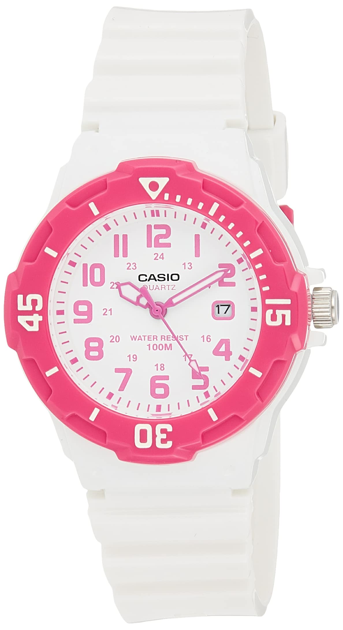 Casio Womens Quartz Watch, Analog Display and Resin Strap White / White / Pink