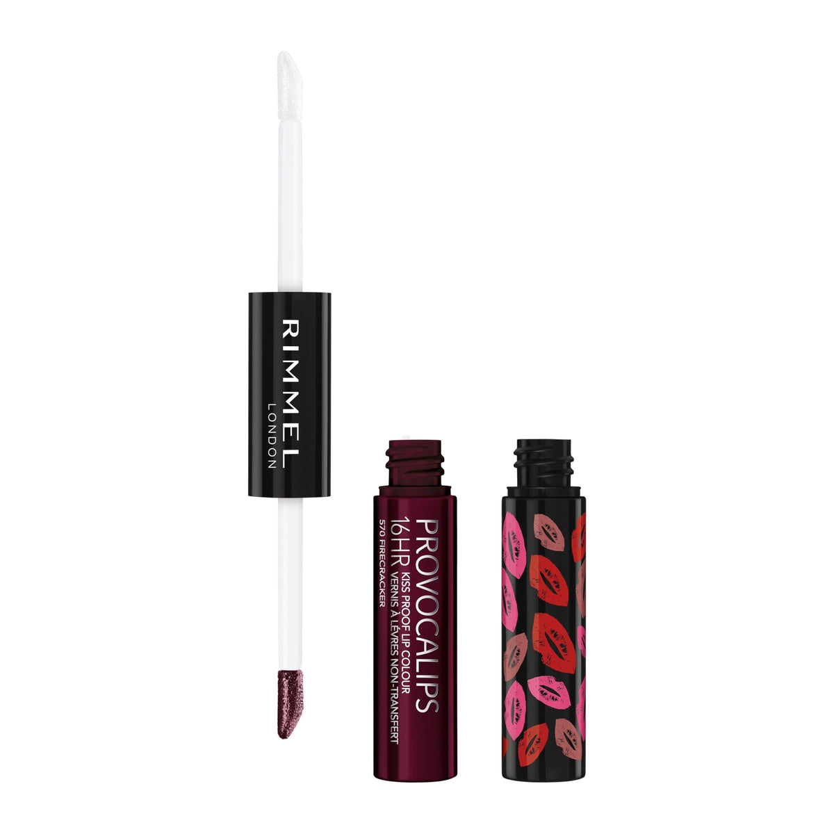 Rimmel London Provocalips Kissproof 16H Liquid Lipstick - 2-Step Liquid Lipstick with Color and Shine - 570 Firecracker, 14 fl oz
