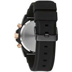 Bulova Marine Star Chronograph Men's Silicone Strap Watch - Black IP/ Rose Gold Accents