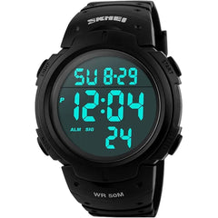 SKMEI Men’s Digital Sports Watch Military Waterproof large LED Screen with Black Silicone Strap