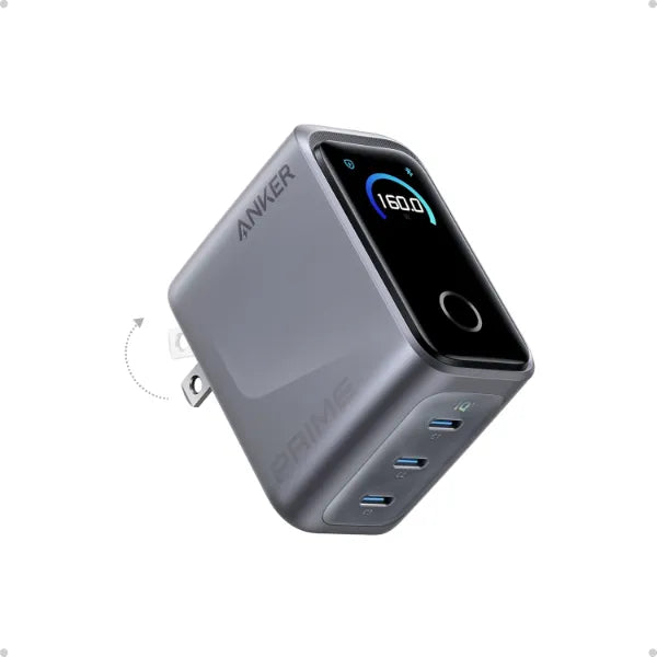 Anker Prime 160W GaN Wall Charger (A2687), 3-Port USB-C with Smart Display & Touch Control, 140W Max PD 3.1 for MacBook Pro, iPhone 17/16/15, iPad