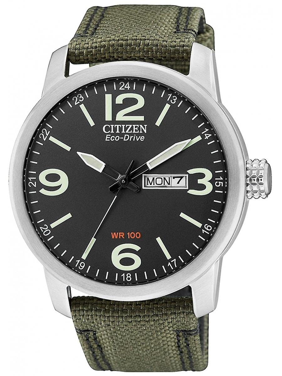 Citizen Men's Analogue Eco-Drive Watch with Nylon Strap BM8470-11EE, Black/Green, Strap