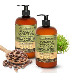 Urban Hydration Jamaican Castor Oil Hair Care Bundle, Shampoo and Detangler 16.9 fl oz, Co-Wash and Conditioner 16.9 fl oz, Sulfate-Free, Hydrating and Repairing, For All Hair Types
