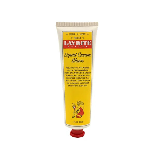 Layrite Deluxe Liquid Cream Shave, Hydrating Shaving Cream, Soothe, Soften and Protect - 4 Fl oz