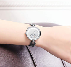 CURREN 9052 Rhinestone Elegant Design Women Wrist Watch Casual Style Quartz Watch- Silver