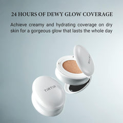 TIRTIR My Glow Cream Cushion | Natural Coverage, Hydrating, Dewy, Glow Finish, 24-Hours Long Lasting, Moisture barrier, Korean Cushion, Pack of 1 (0.63 oz.), 21N Ivory