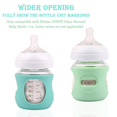 3 Pack Silicone Sleeves for Philips Avent Natural Glass Baby Bottles, Shatter Proof Natural Silicone Bottle Sleeve Compatible Philips Avent Glass Natural Baby Bottle，BPA Free (4oz)