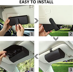 ELECDON Sunglasses Holder for Car Sun Visor, Universal Auto Eyeglasses Organizer Box, Vehicle Visor Accessories Glasses Protective Storage Case with Hidden Magnetic Closure for Woman Man