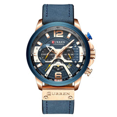 CURREN Herren-Armbanduhr, Quarz, analog, Kalender, Armbanduhr fr Herren, modische wasserdichte Armbanduhr mit Lederband - multi
