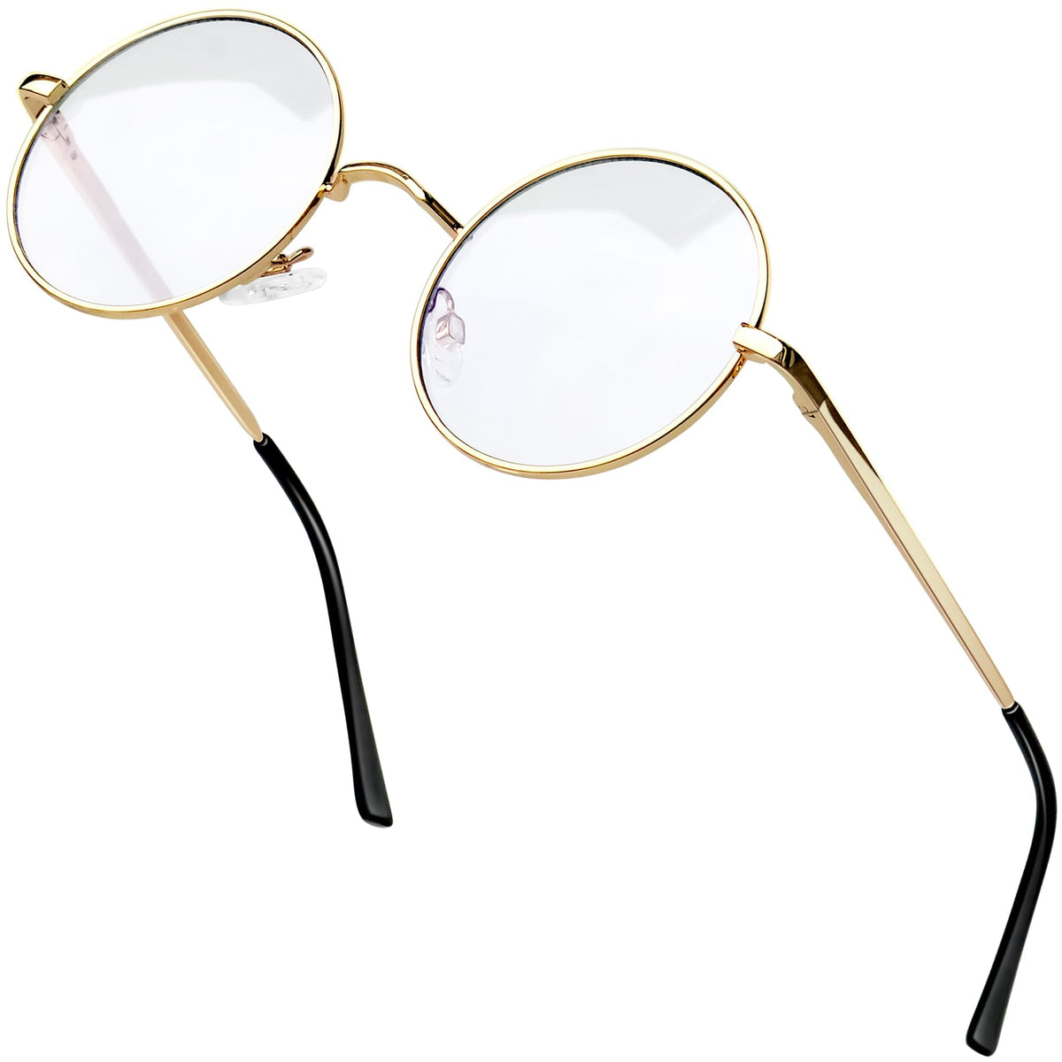 KANASTAL Round Blue Light Blocking Glasses for Men Women, Hippie Style Vintage Shades Small Circle Metal Frame UV400 Sun Glasses