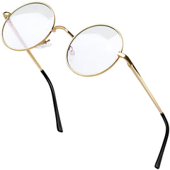 KANASTAL Round Blue Light Blocking Glasses for Men Women, Hippie Style Vintage Shades Small Circle Metal Frame UV400 Sun Glasses