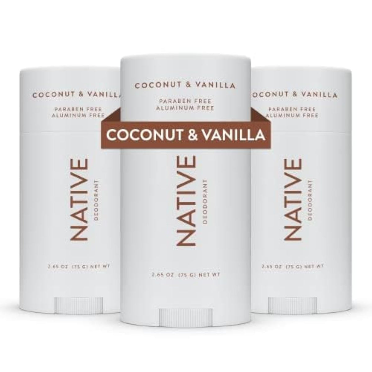 Native Deodorant | Natural Deodorant for Women and Men, Aluminum Free with Baking Soda, Probiotics, Coconut Oil and Shea Butter | Coconut & Vanilla - Pack of 3
