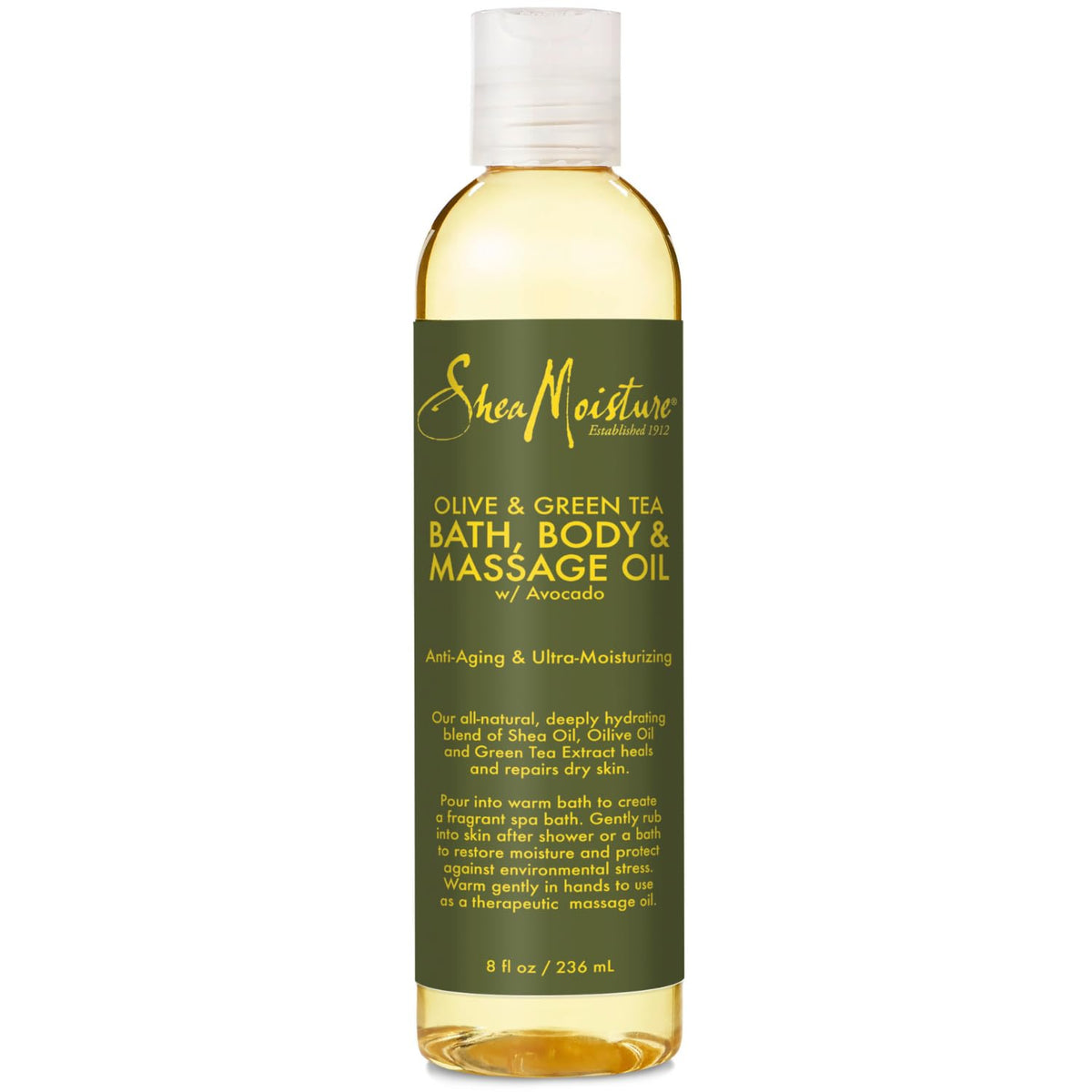Shea Moisture Olive and Green Tea Bath-Body and Massage Oil for Unisex, 8 oz