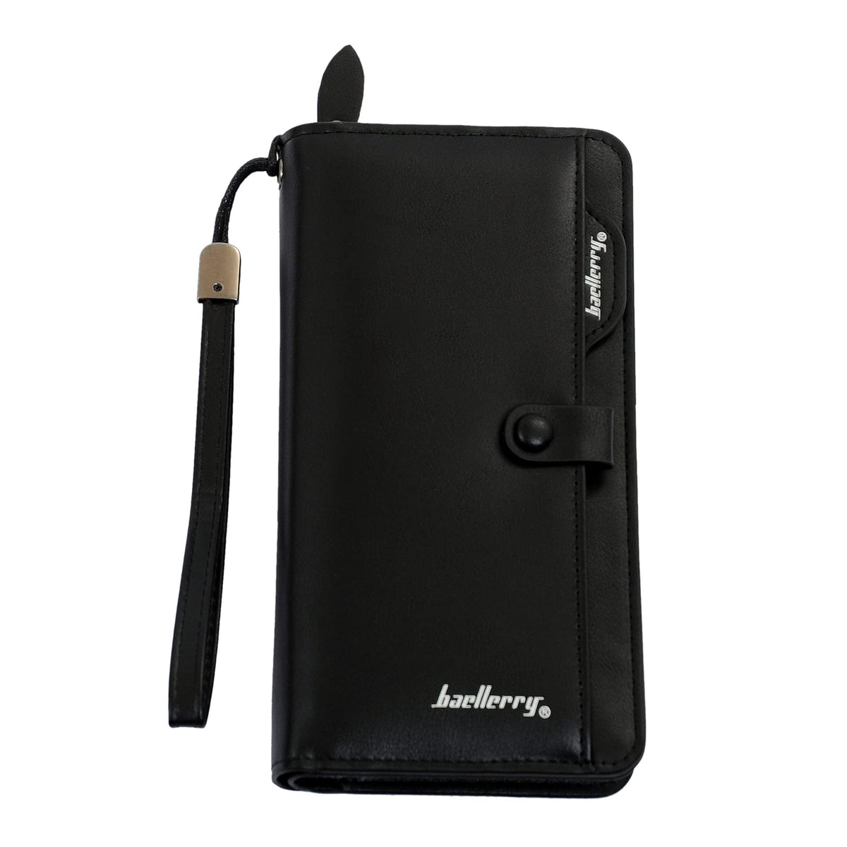 Men Wallet Long Style Card Holder Male Purse Zipper Large Capacity PU Leather Wallet for Men (Black)