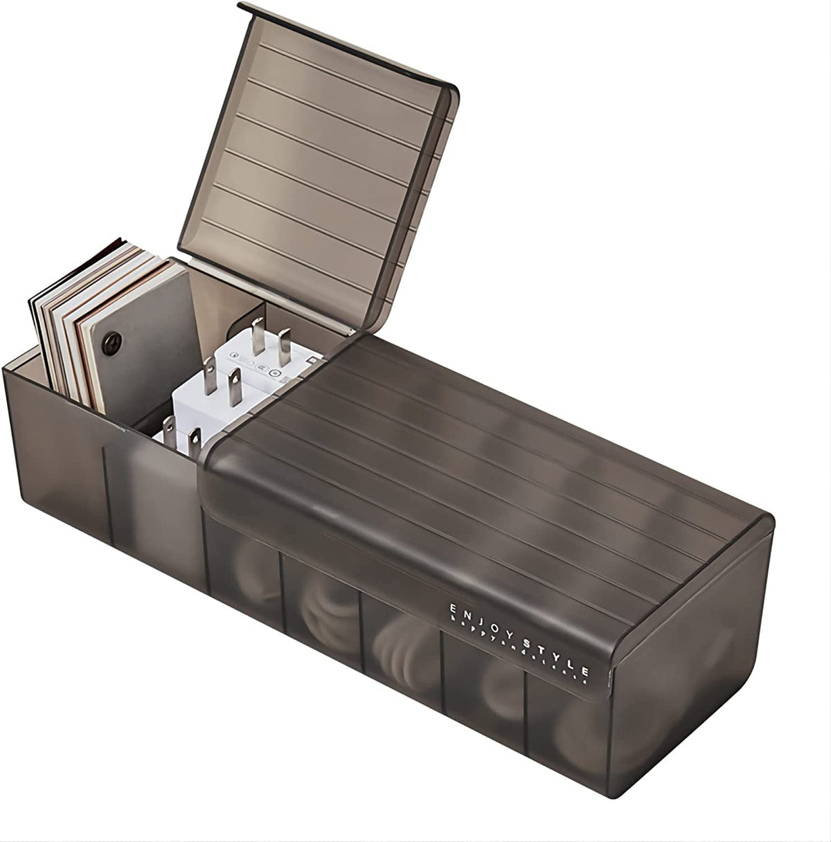 SYOSI Data Cable Organizer Box for Charge Cables with 7 Compartments ...