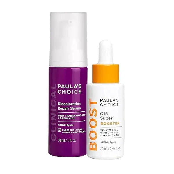 Paula's Choice CLINICAL Discoloration Repair Serum with Tranexamic Acid & BOOST C15 Booster, Concentrated 15% Vitamin C Serum, Duo for Stubborn Dark Spots, Fragrance-free, Set of 2
