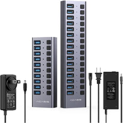 ACASIS 16 & 10-Port USB 3.2 Hub – Powered Aluminum Hub with 10Gbps Data, 96/48W Adapter