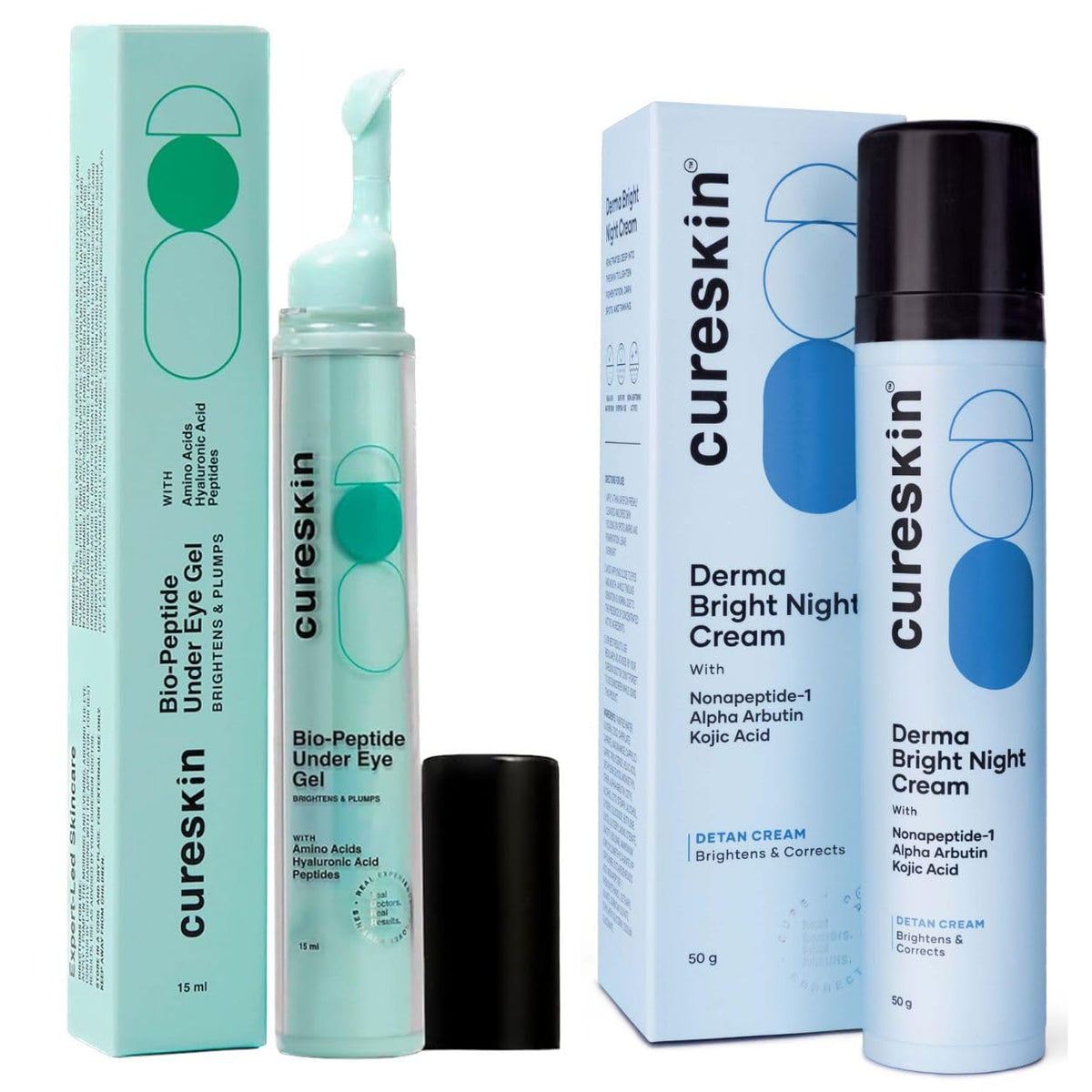Cure Skin Glow Support Kit | Face Cream for Dull Skin and Uneven Tone | Under Eye Gel for Men and Women | Helps Reduce Darkening and Visibly Revives Appearance