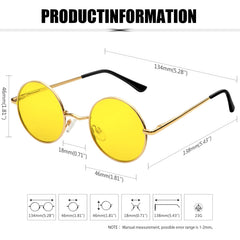 KANASTAL Hippie Round Polarized Sunglasses for Women Men, Small Circle Sun Glasses Classic Vintage Retro Shades Metal Frame UV400 Protection