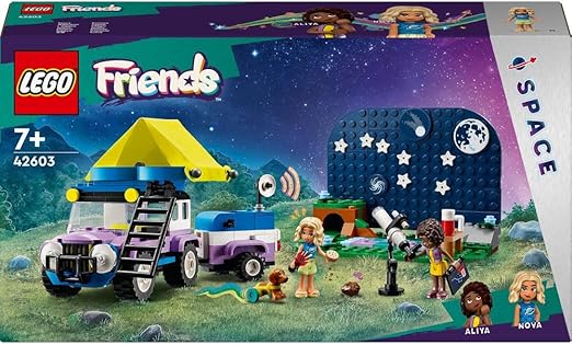 LEGO Friends Stargazing Camping Vehicle Set with 4x4 Car Toy for 7 Plus Year Old Girls, Boys & Kids Featuring Nova and Aliya Mini-Doll Characters, Plus Dog and Hedgehog Animal Figures, Gift Idea 42603