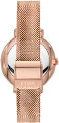 Fossil Women's Jacqueline Stainless Steel Dress Quartz Watch One Size Rose Gold Glitz Mesh