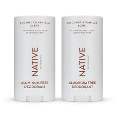 Native Deodorant | Natural Deodorant for Women and Men, Aluminum Free with Baking Soda, Probiotics, Coconut Oil and Shea Butter | Coconut & Vanilla - Pack of 2