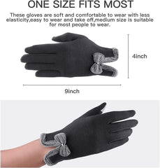 Women Winter Elegant Bow Gloves Warm Touch Screen Gloves Windproof Gloves for Women Girls Winter Using Fleece Lined Thick Warm Gloves Gifts, One Size