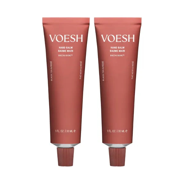 VOESH Hand Balm Home & Away Duo - Black Tea & Rose, Set of Two Hand Creams, Travel-Friendly Hand Lotions
