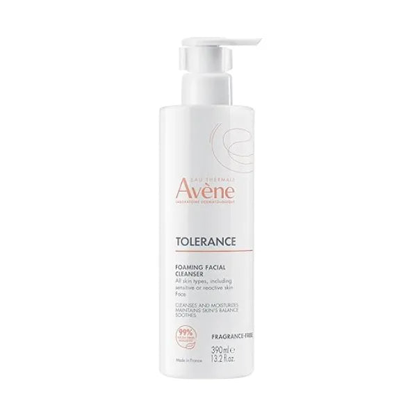 Avène Tolerance Daily Foaming Facial Cleanser, For All Skin Types Including Sensitive, Reactive Skin, Glycerin & Niacinamide Daily Use Face Wash, Fragrance Free, Dermatologist Tested, Non Comedogenic