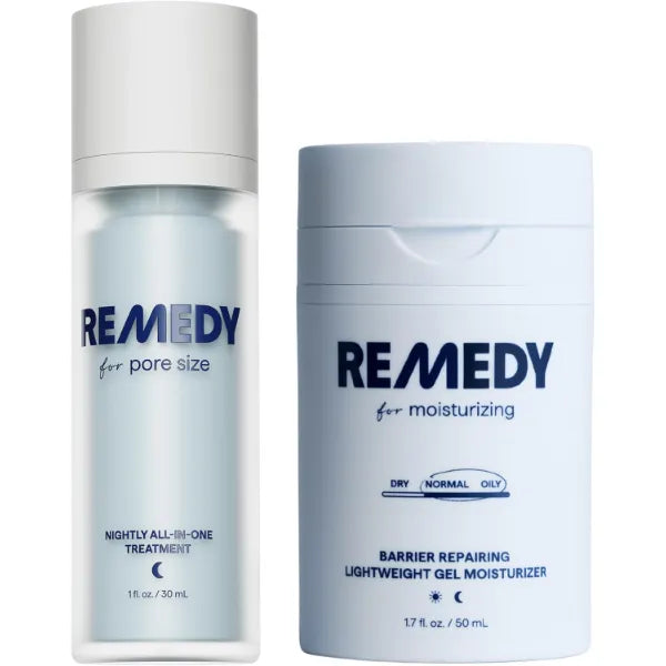 Remedy The Pore Size Stack | 2-Piece Targeted System | Pore Minimizer Treatment & Lightweight Gel Moisturizer | Retinol, Salicylic Acid, Niacinamide, Ceramides