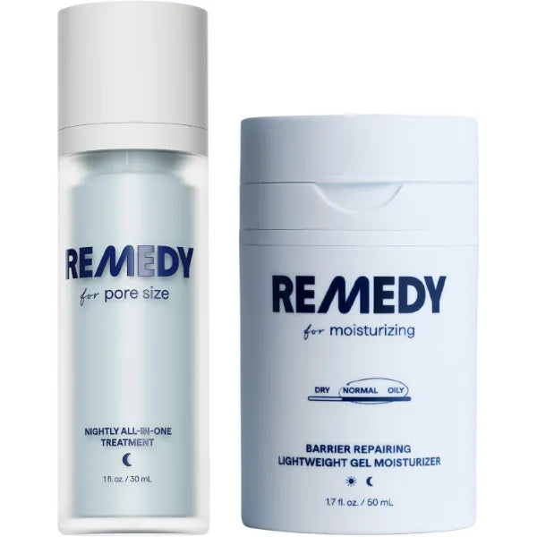 Remedy Science The Pore Size Stack 2 Piece Targeted System Pore Minimizer Treatment & Lightweight Gel Moisturizer Retinol, Salicylic Acid, Niacinamide, Ceramides Created by Dermatologist Dr. Shah
