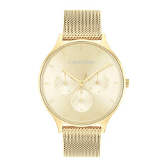 Calvin Klein TIMELESS MESH MF Women's Watch, Analog - Gold / Red