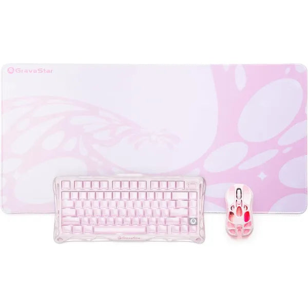 GravaStar Mercury K1 Keyboard & M1 Pro Mouse & Mouse Pad - Sakura Pink