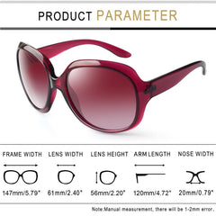 Joopin Polarized Sunglasses for Women, Ladies Big Frame Polarized Eyewear UV400 Protection Driving Fishing - Rouge