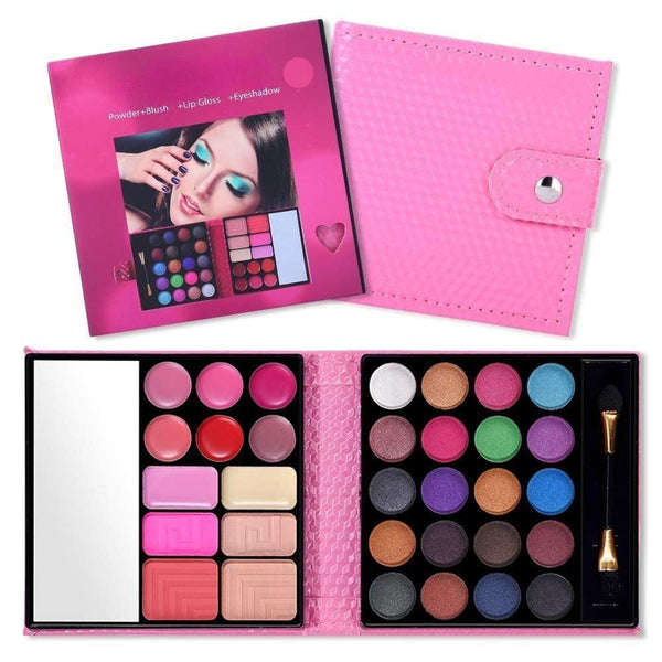 Make-up-Set Für Damen – Komplettset Mit Palette, Lippenstiften, Wimpern & Mehr, Wiederverwendbare Alu-Box