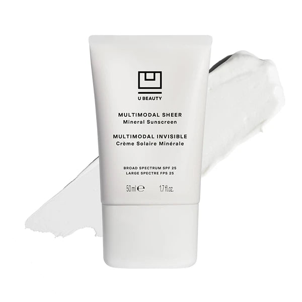 U Beauty Multimodal Sheer Facial Mineral Sunscreen SPF 25 with Non-Nano Zinc Oxide SPF Filter, plus Clary Sage and Pongamia Pinnata Seed Extracts for Brighter-Looking Skin with an Airbrush Finish