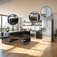 ECVV 6PCS Child Safety Locks White Baby Safety Latches Adjustable Child Proof Cabinet Latches 3M Adhesives Multi-Purpose Baby Locks for Furniture Door Fridge Oven Toilet