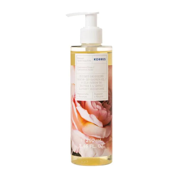 KORRES Instant Smoothing Serum Shower Oil, Cashmere Rose Scent
