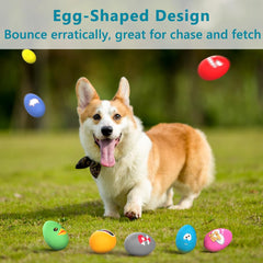 SCHITEC Squeaky Dog Toys, [8 Pack] Latex Squeaker Bouncy Egg for Small Medium Pets Puppies, 2.5” Soft Animal Rubber Interactive Fetch Ball Set