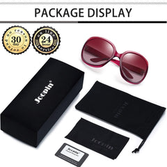 Joopin Polarized Sunglasses for Women, Ladies Big Frame Polarized Eyewear UV400 Protection Driving Fishing - Rouge