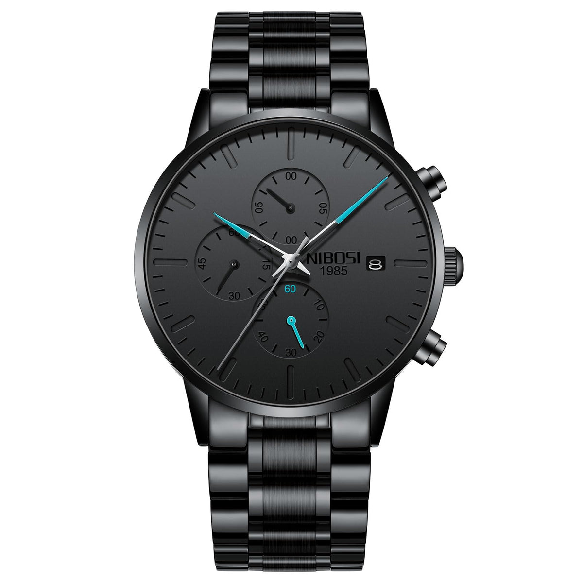 NIBOSI Men's Watches Analog Minimalist Black/Blue Dial Watches for Men Business Chronograph Military Casual Wrist Watches Stainless Steel Strap Date