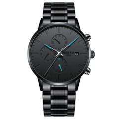 NIBOSI Men's Watches Analog Minimalist Black/Blue Dial Watches for Men Business Chronograph Military Casual Wrist Watches Stainless Steel Strap Date