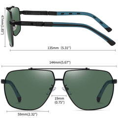 Joopin Classic Rectangle Sunglasses Shades for Men, Metal Sun Glasses Polarized UV Protection